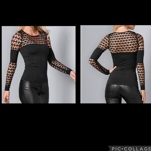 Venus Mesh Long Sleeves Top